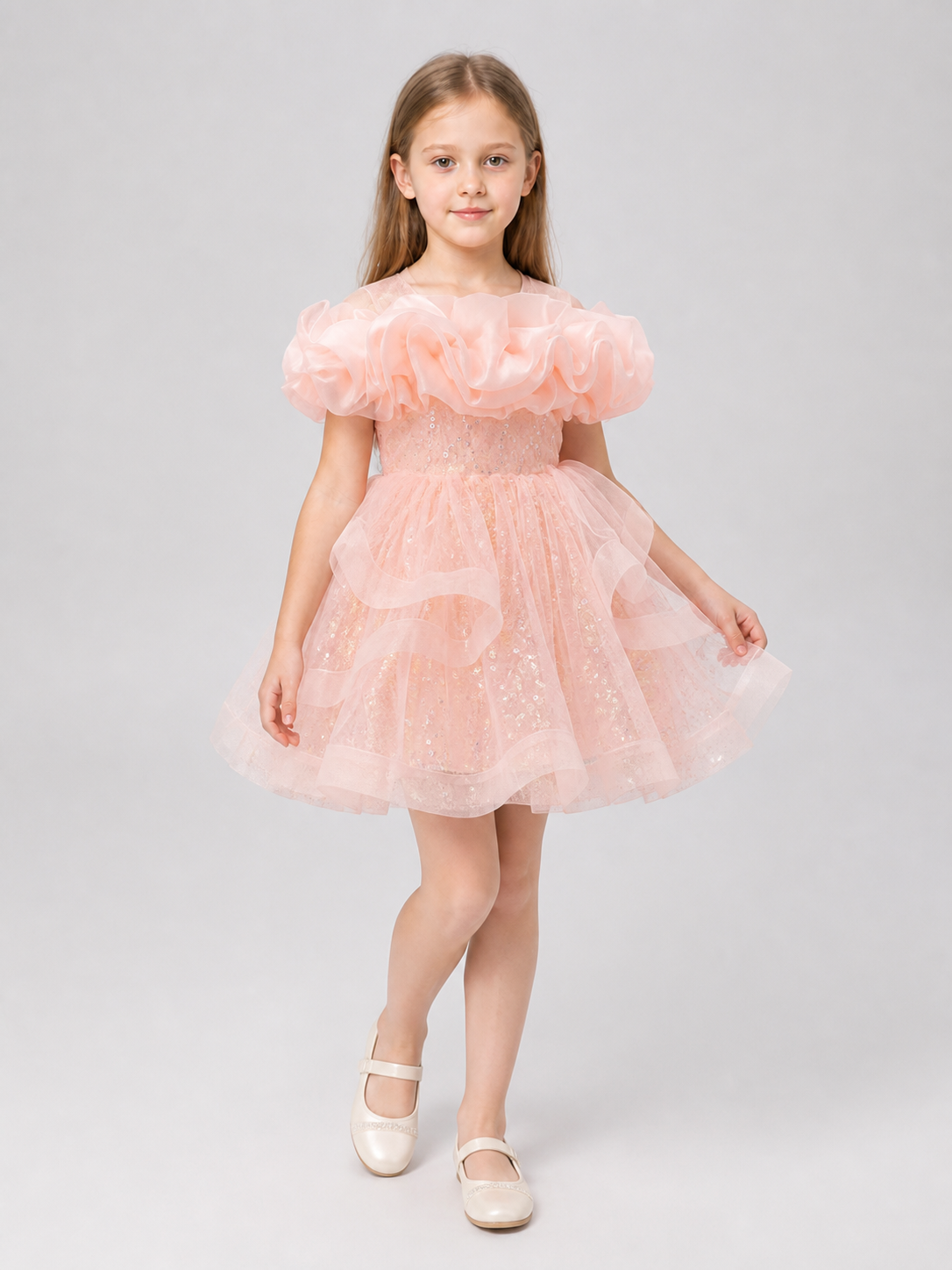 Festive Sequin Dress with Full Tulle Skirt Costume Dresses detail 2