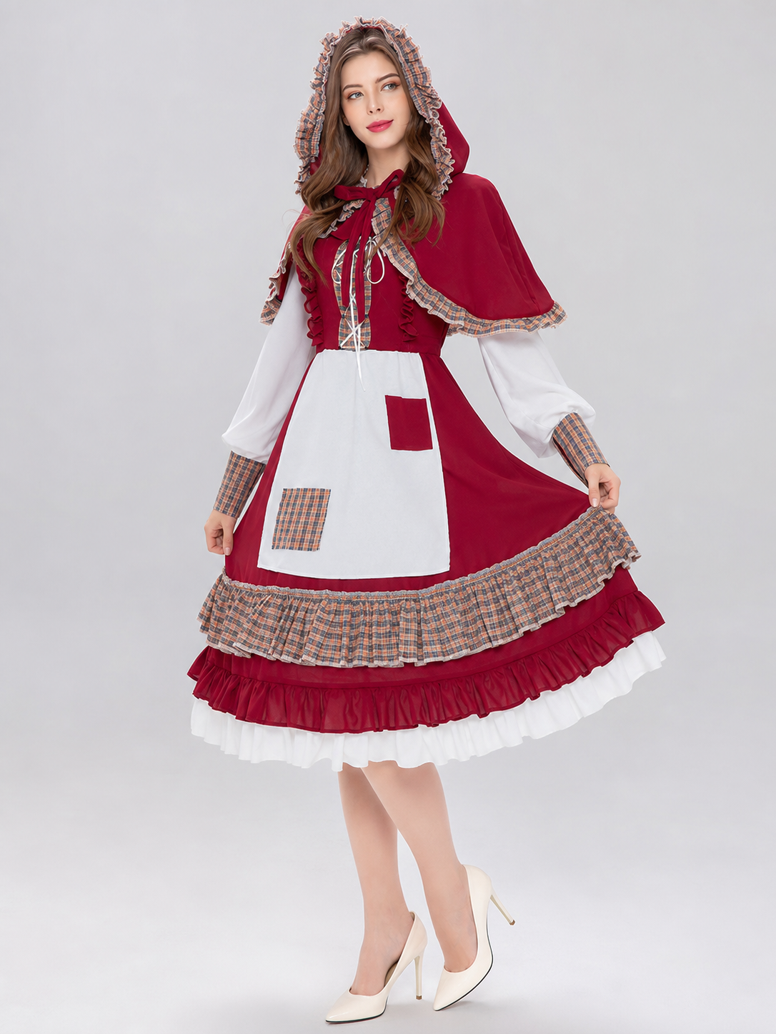 Little Red Riding Hood Costume: Dress with Apron and Cape