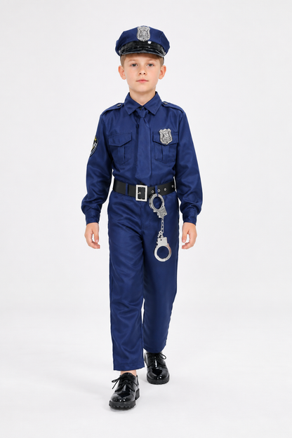 Police Costume with Cap, Belt, and Handcuffs Costume Headwear detail 2