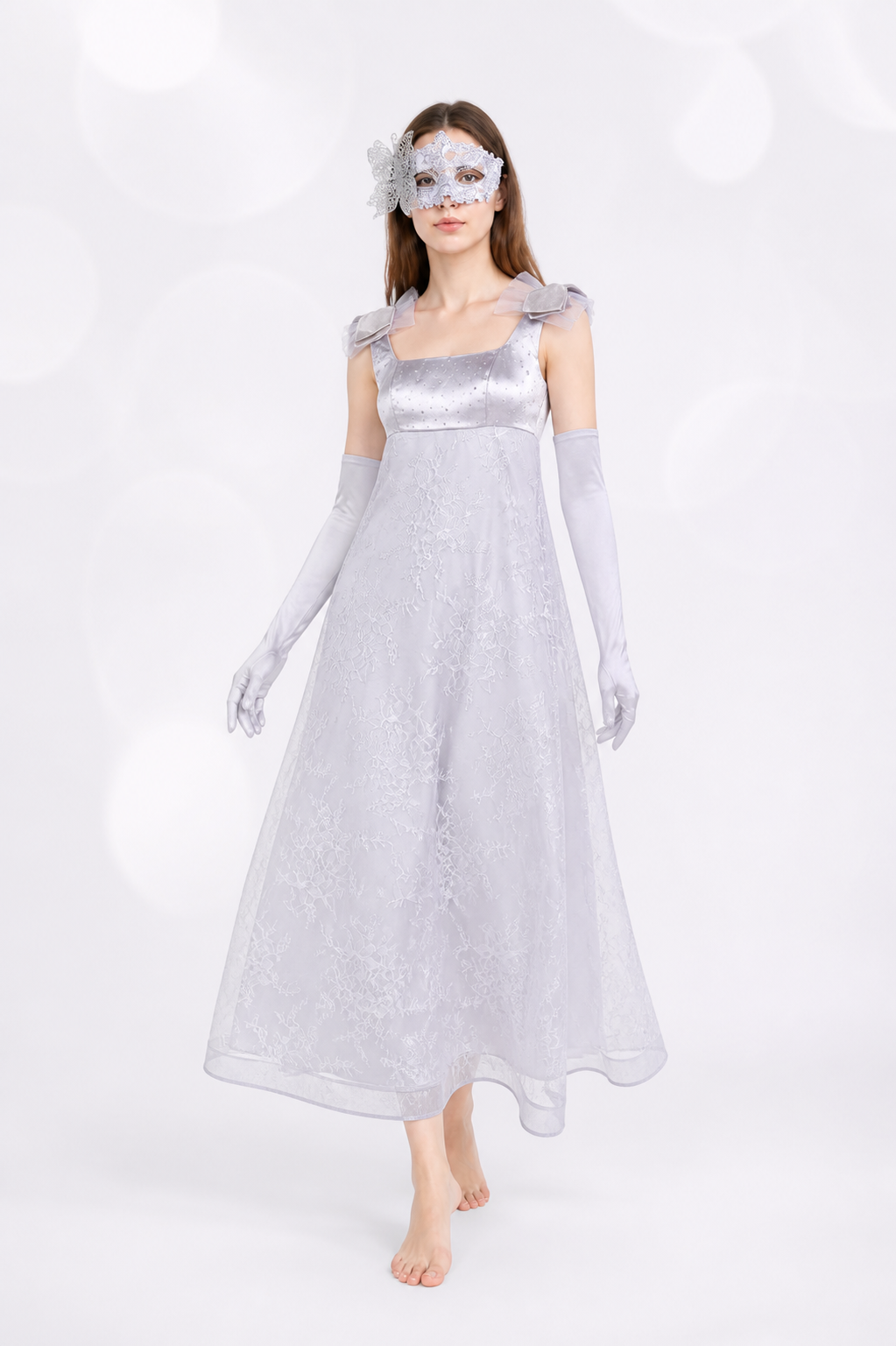 Long A-Line Dress with Mask and Gloves Costume Dresses detail