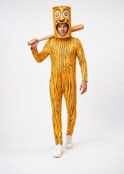 Orange jumpsuit with a stick-shaped mask Costume Masks detail 2