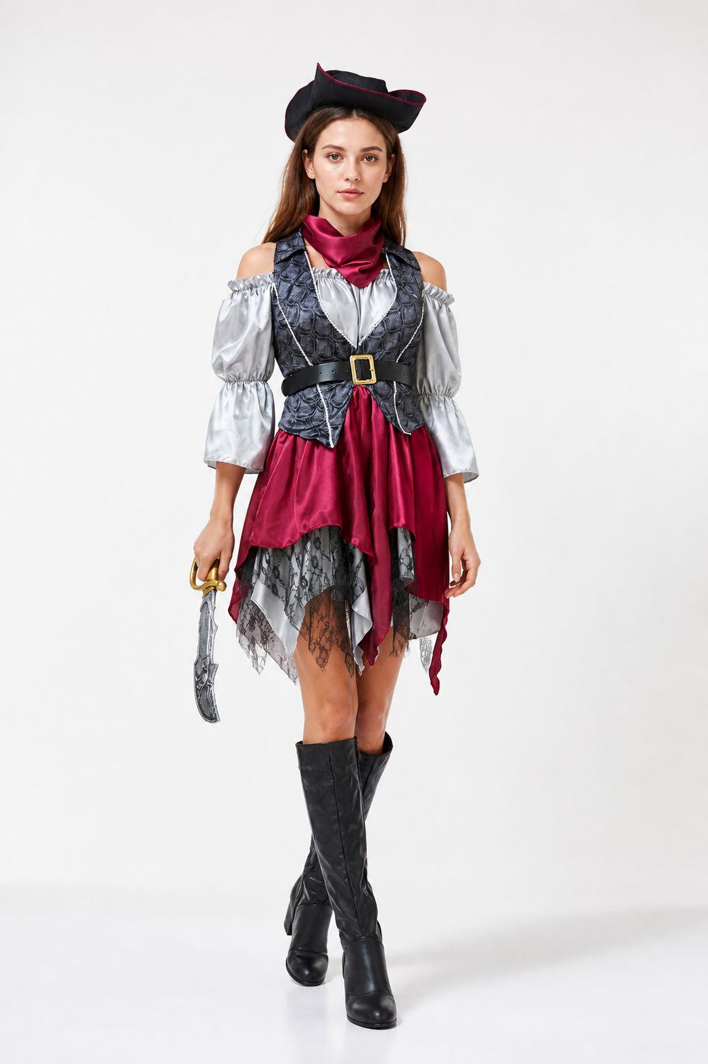 Pirate Cosplay Costume with Asymmetrical Skirt Costumes detail
