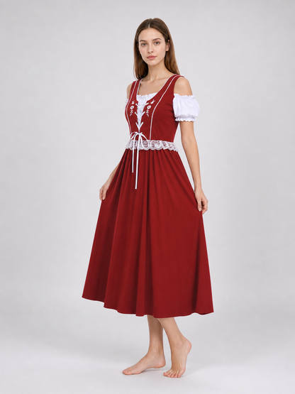 European-Style Carnival Dress with Bonnet