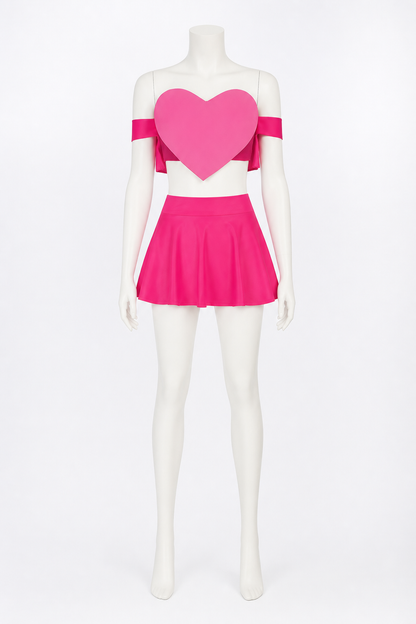 Off-the-Shoulder Crop Top and Heart Skirt Set product detail 2