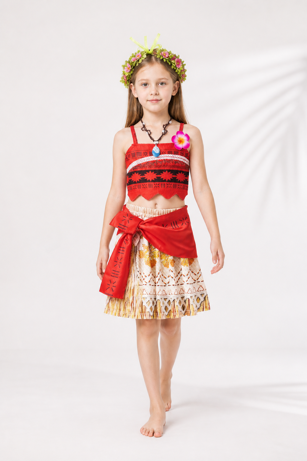 Children’s Moana Costume with Skirt and Flower Crown product detail 2