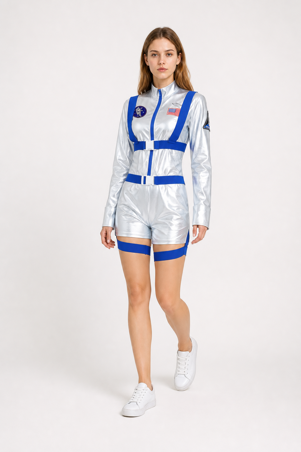 Silver Astronaut Jumpsuit with Shorts product detail 2