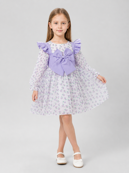 Children's princess dress with floral print and bow Costume Dresses detail 2