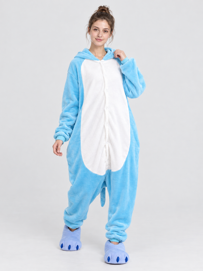 Hooded Pajama Jumpsuit with White Insert
