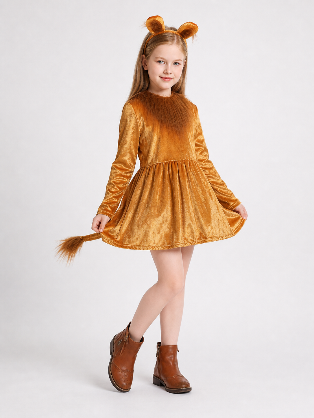 Lion Costume Dress with Headband and Tail