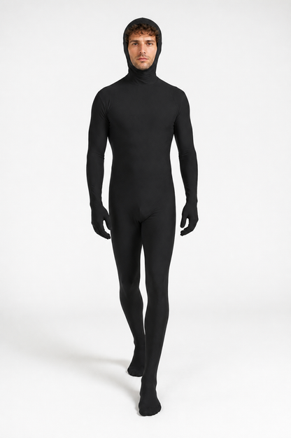 Black Zentai Jumpsuit with Hood and Face Opening product detail 2