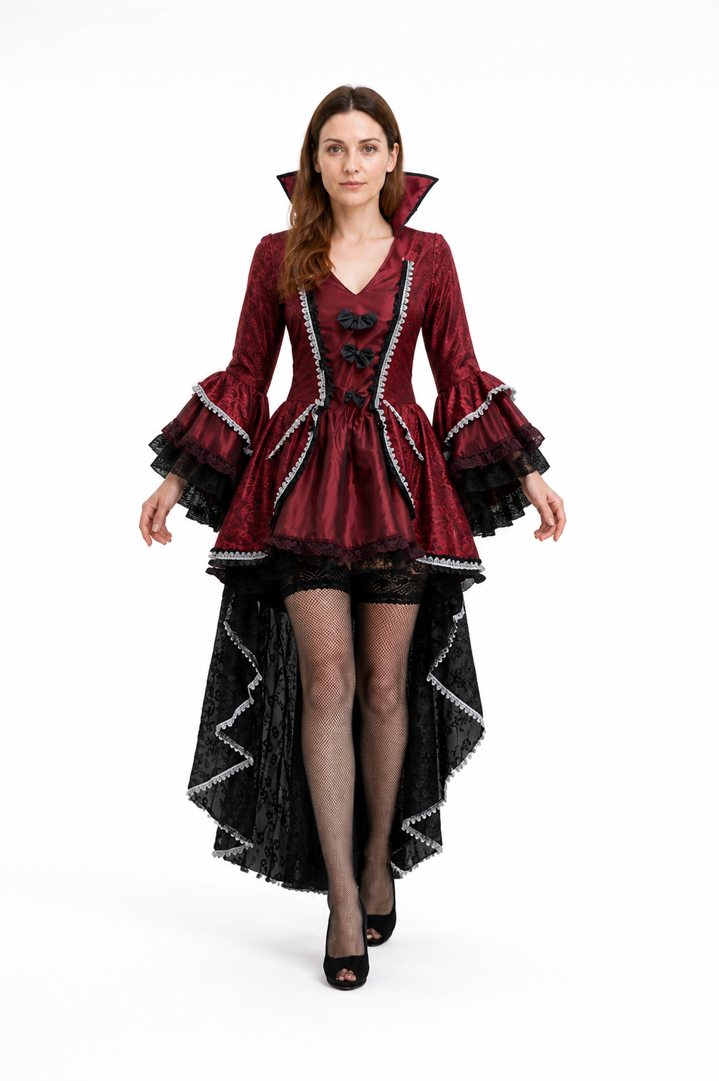Vampire Costume with Voluminous Sleeves and an Asymmetrical Hem Costumes detail 2