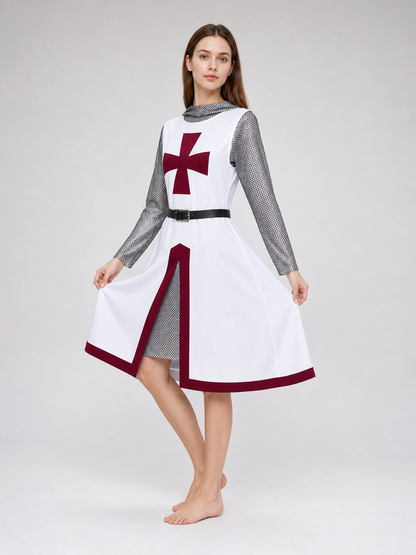Medieval Costume with Cross, Cloak, and Belt