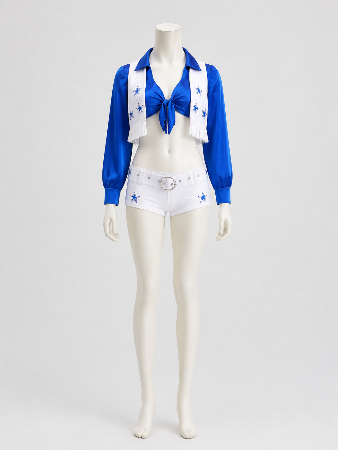 Blue and White Cheerleading-Style Set with Top and Shorts product detail 2