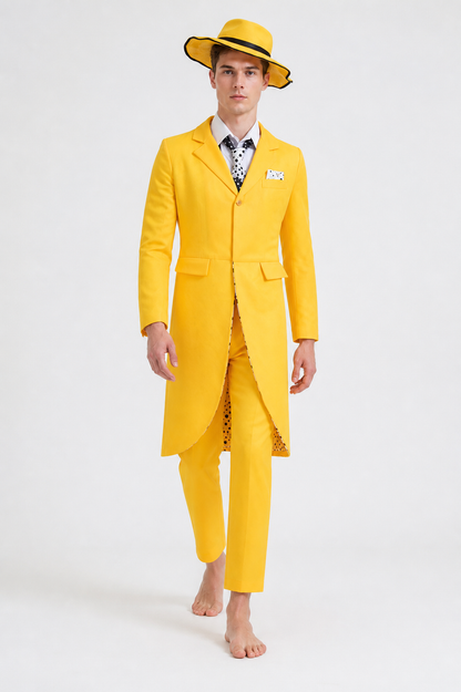 Yellow Cosplay Costume with Long Jacket and Hat Costume Headwear detail