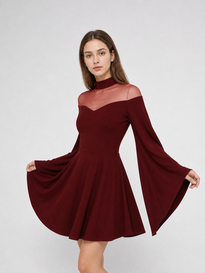 Cosplay Dress with Mesh and High Collar