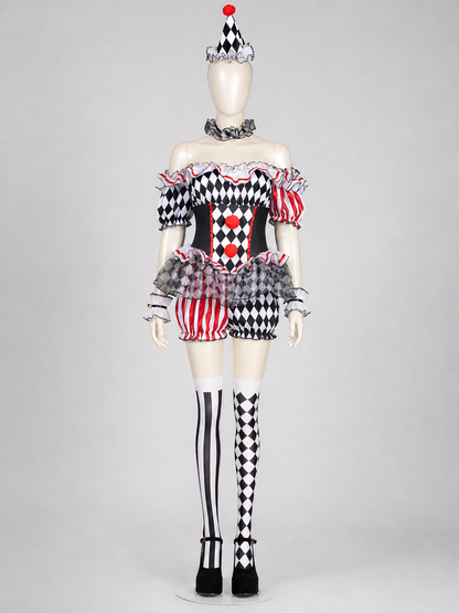 Clown Costume with Hat and Stockings