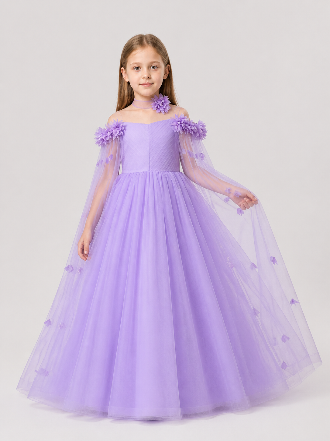 Long Light Purple Princess Dress with Tulle Costume Dresses detail 2