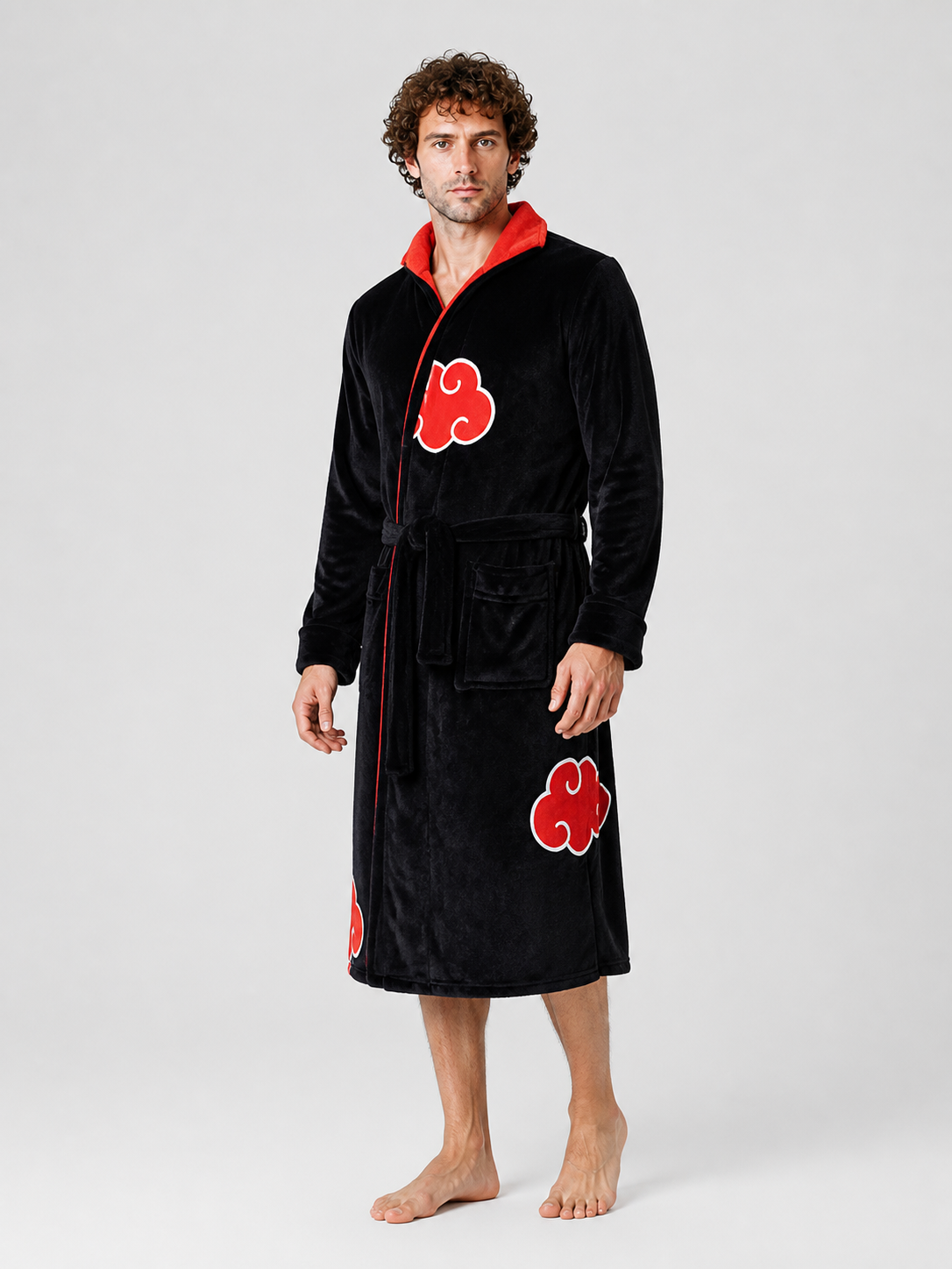 Cosplay Hooded Robe, Black, Red Clouds Costumes detail 2