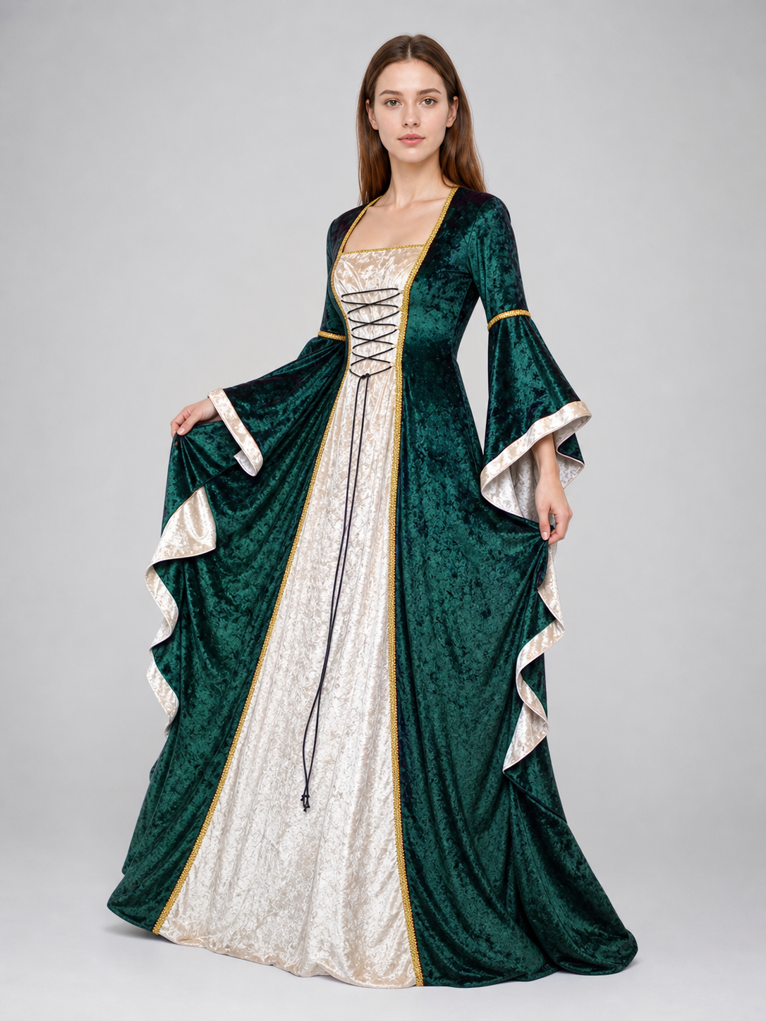 Medieval Renaissance-Style Dress with Train
