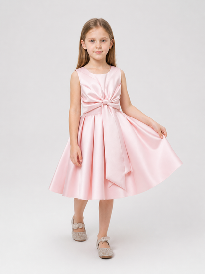 Girls’ Party Midi Dress with Full Skirt and Bow product detail 2