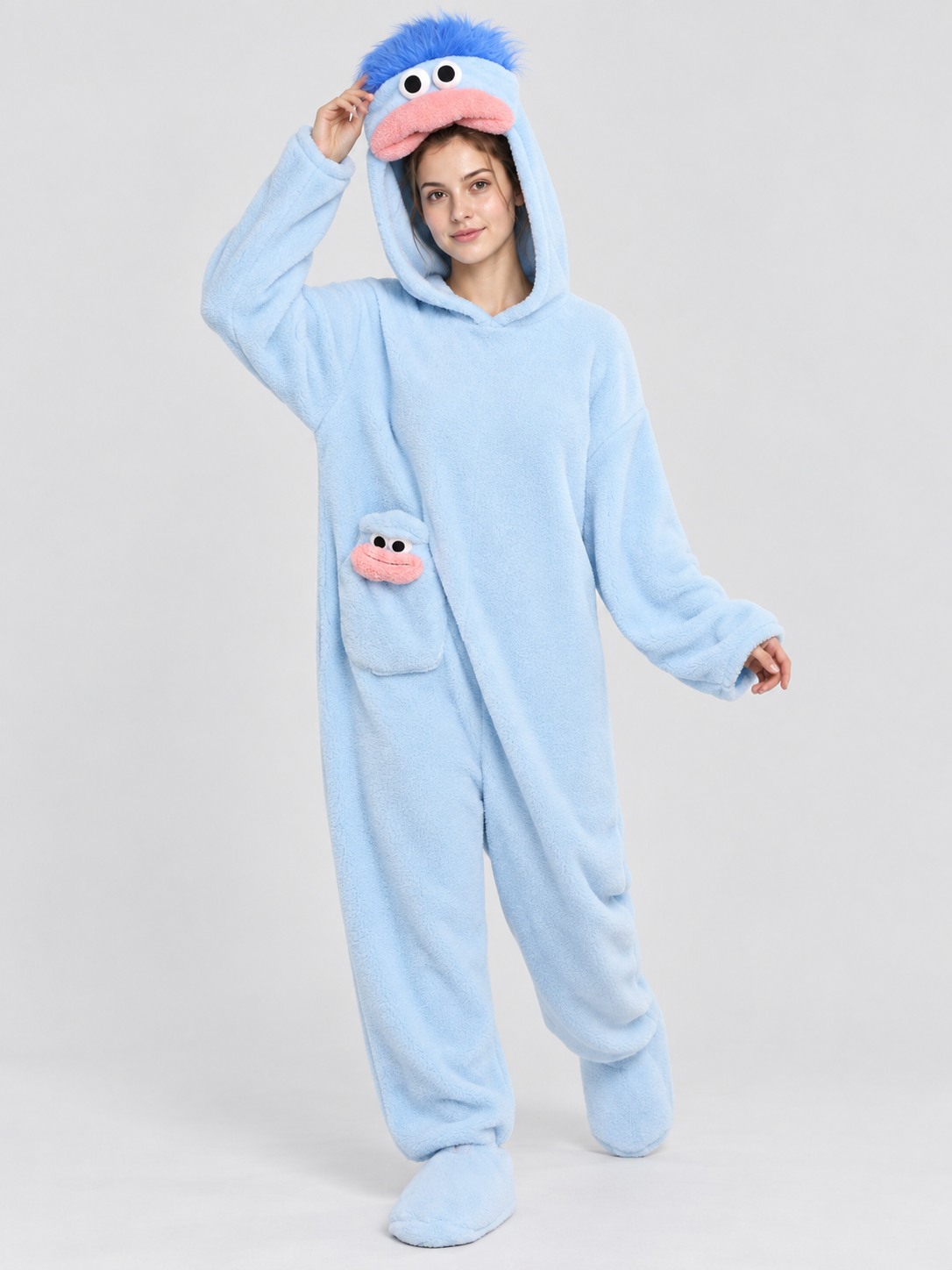 Insulated Pajama Jumpsuit with Cartoon Print
