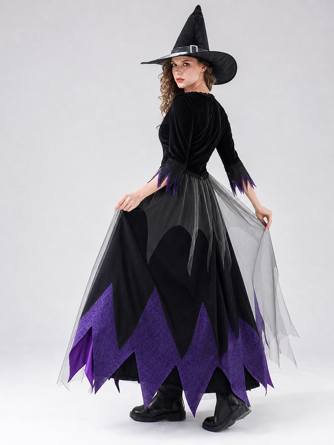 Cosplay Costume: Black and Purple Dress and Hat