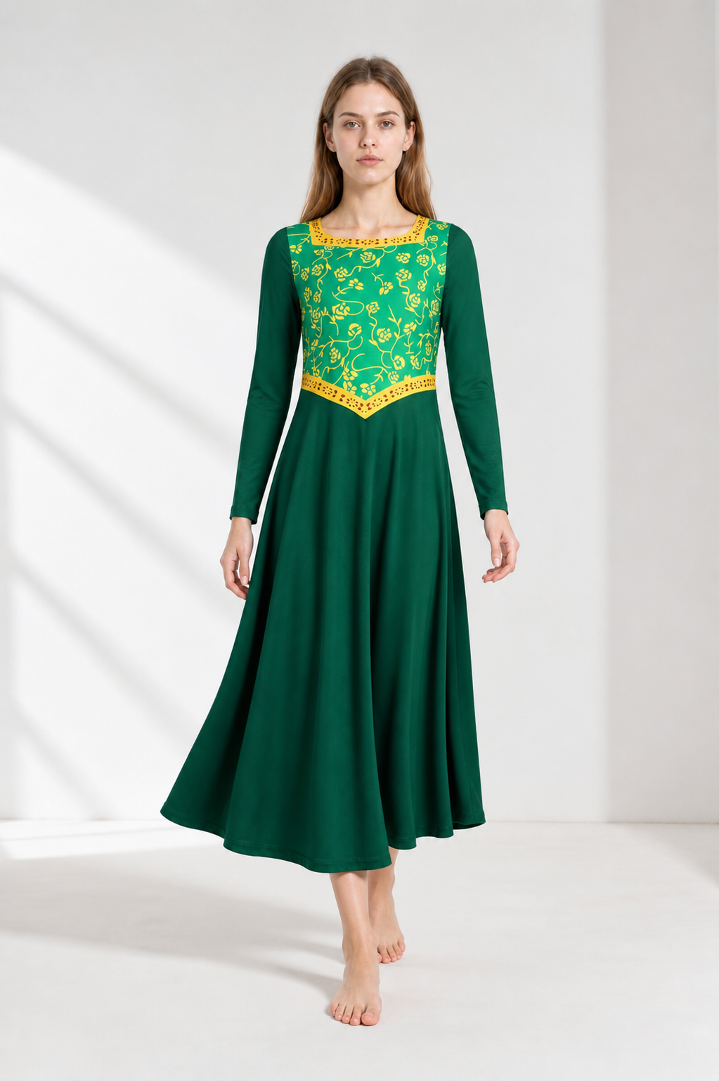 Long Princess Fiona Green Dress with Belt for Cosplay Costume Dresses detail 2
