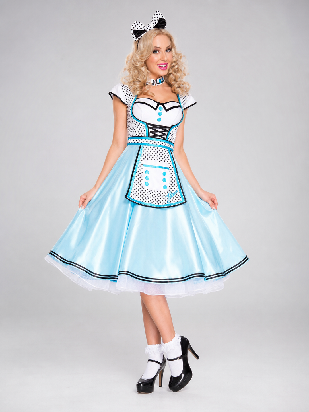 Alice Costume Dress, Black-and-White Apron, Decorative Detail