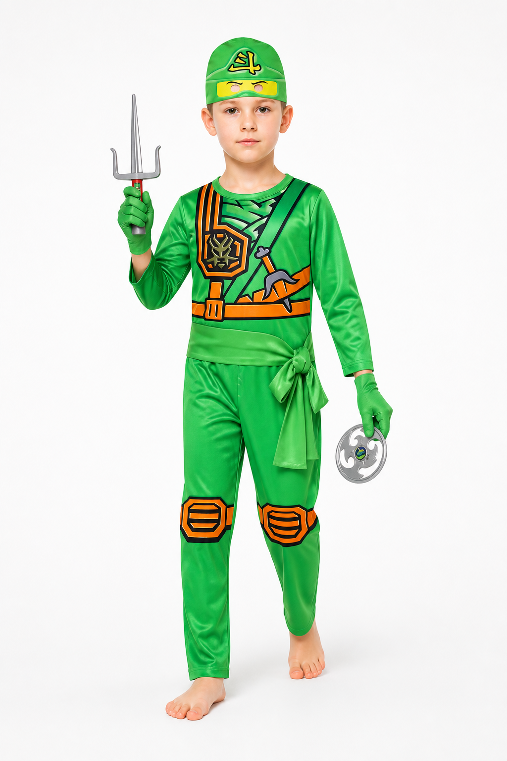 Green Ninja Costume with Mask and Gloves Costume Masks detail 2