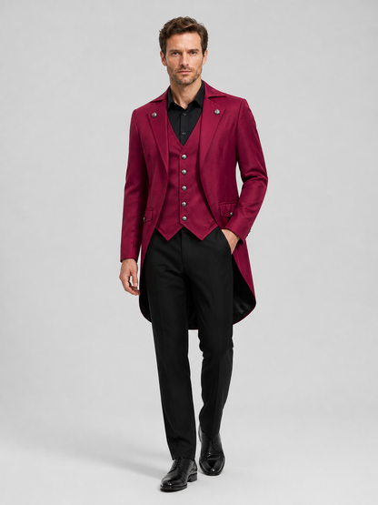 Stage Tailcoat for Halloween and Cosplay, Wine and Black Costumes detail 2