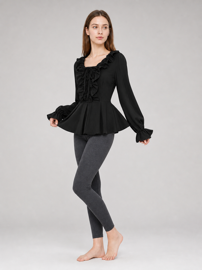Renaissance-Style Shirt with Jabot and Lacing
