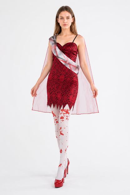 Vampire Costume with Cape and Jagged Hem Costume Capes detail 2