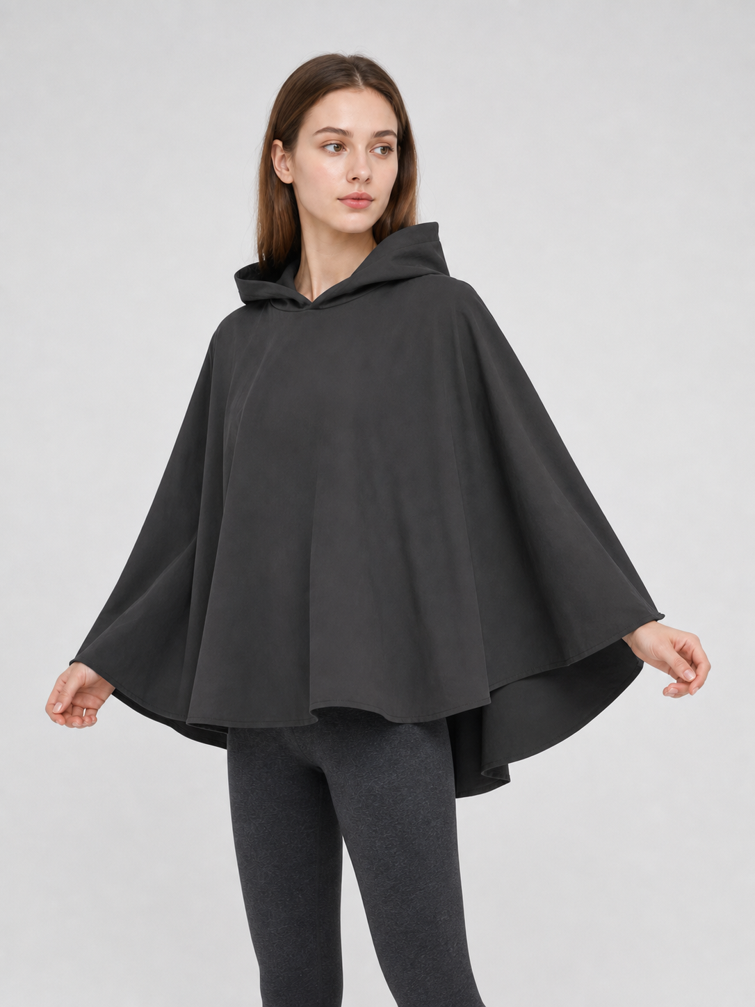 Dark Gray Hooded Poncho Cloak Costume product view 20