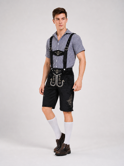 Historical Costume with Suspenders and a Checkered Bib