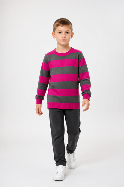 Striped Crew-Neck Long-Sleeve Sweater
