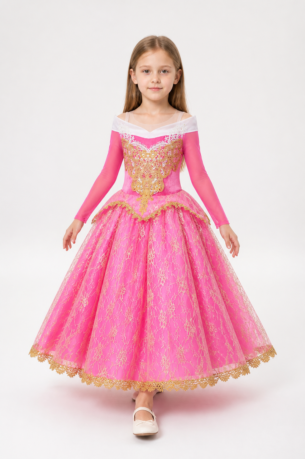 Full-Skirted Aurora Princess Dress with Embroidery Costume Dresses detail 2