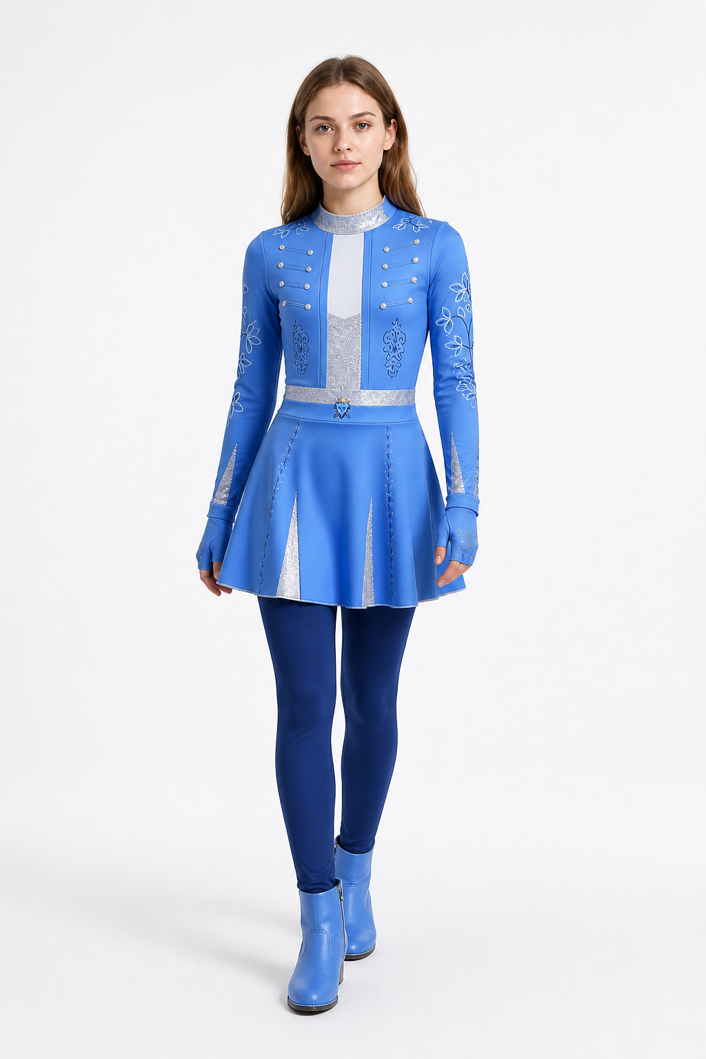 Children’s blue carnival costume with a white collar product detail 2