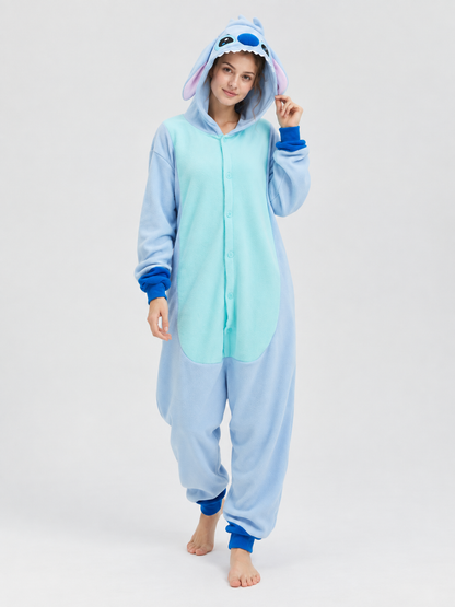Fleece Hooded Pajama Jumpsuit with Ears