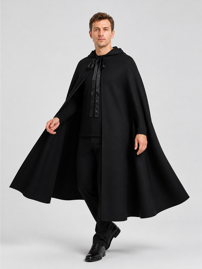 Long Black Hooded Cosplay Cape Costume Capes detail 2