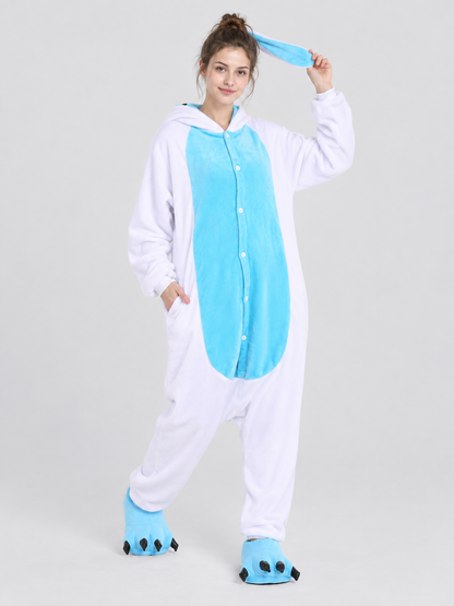 Hooded Pajama Jumpsuit with Animal Face