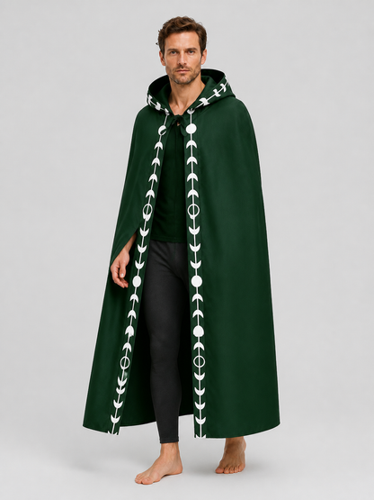 Green Hooded Cape with White Trim for Halloween
