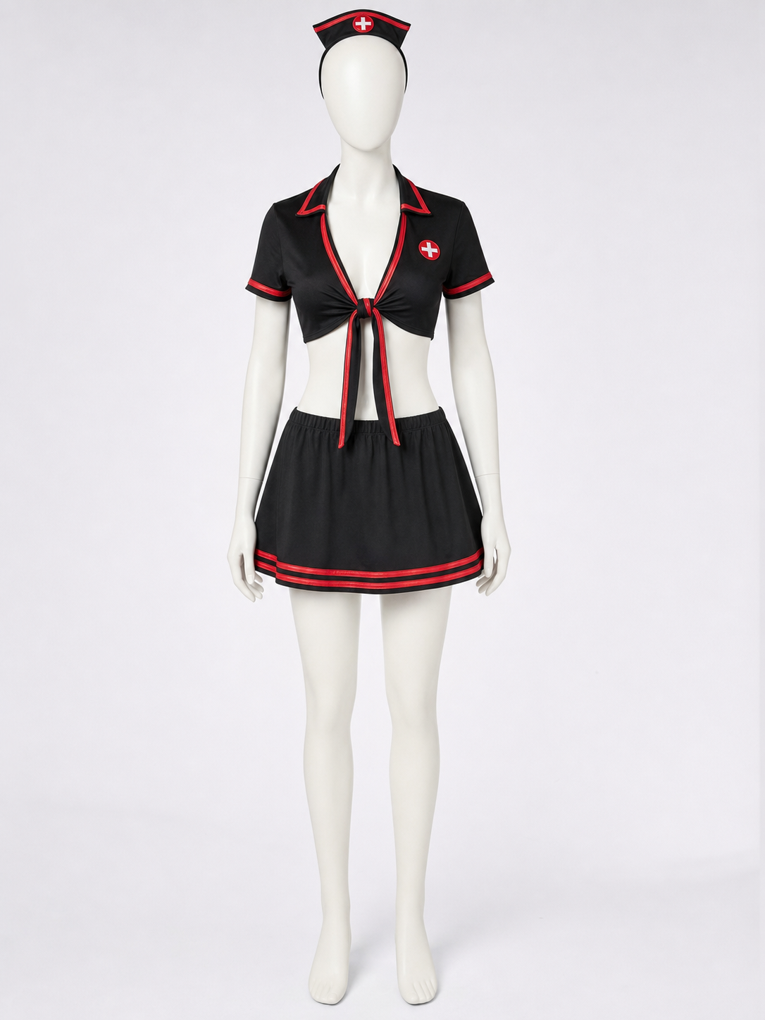 Black Medical Staff Costume with Red Trim Costume Accessories detail