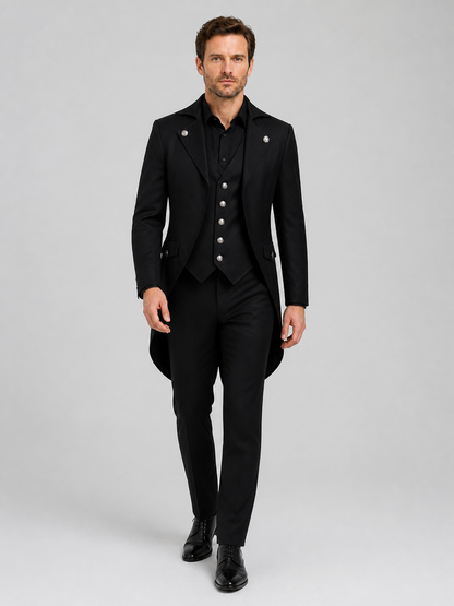 Black Tailcoat for Cosplay and Stage, Sizes S-XXXL Costumes detail 2