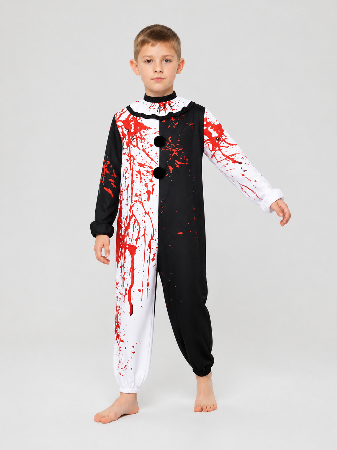 Clown cosplay costume, black and white with blood splatters Costumes detail 2