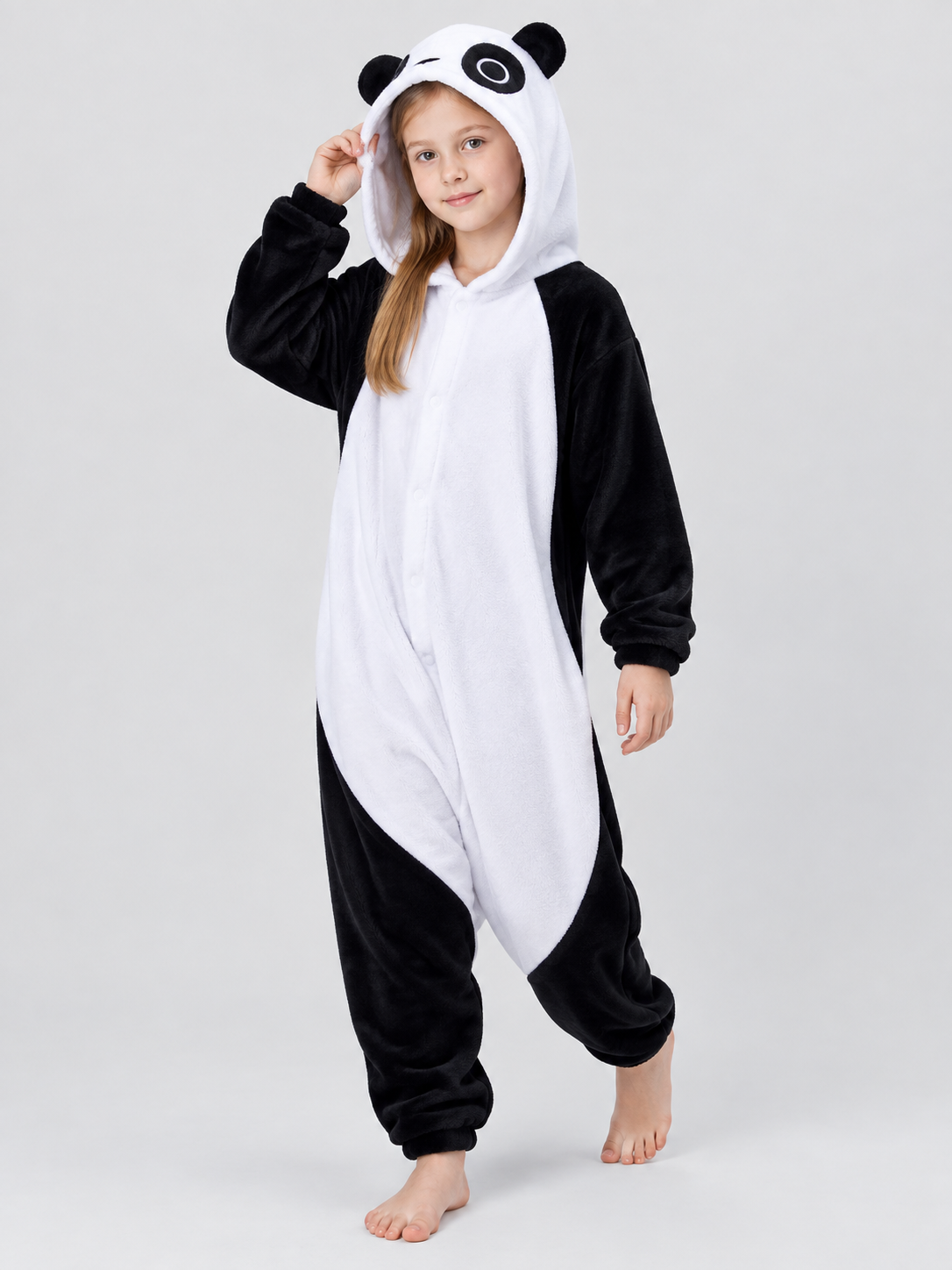 Panda Hooded Pajama Jumpsuit with Ears