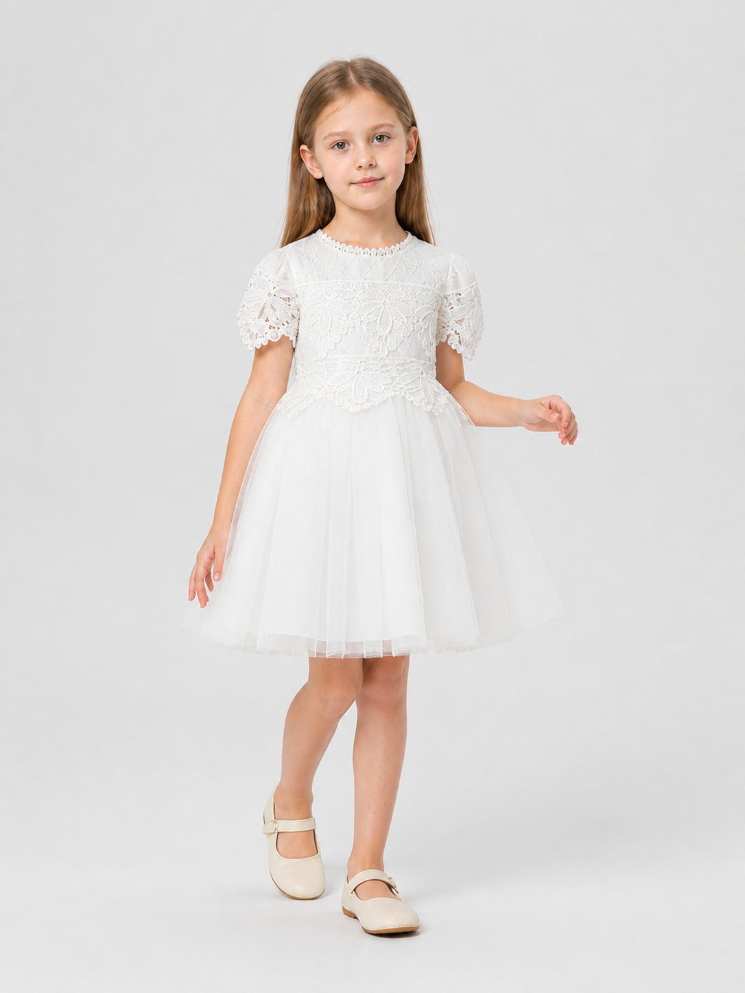 Dressy Lace and Embroidered Dress with Full Skirt Costume Dresses detail 2