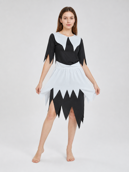 Halloween witch costume with hat and dress on-model alternate view