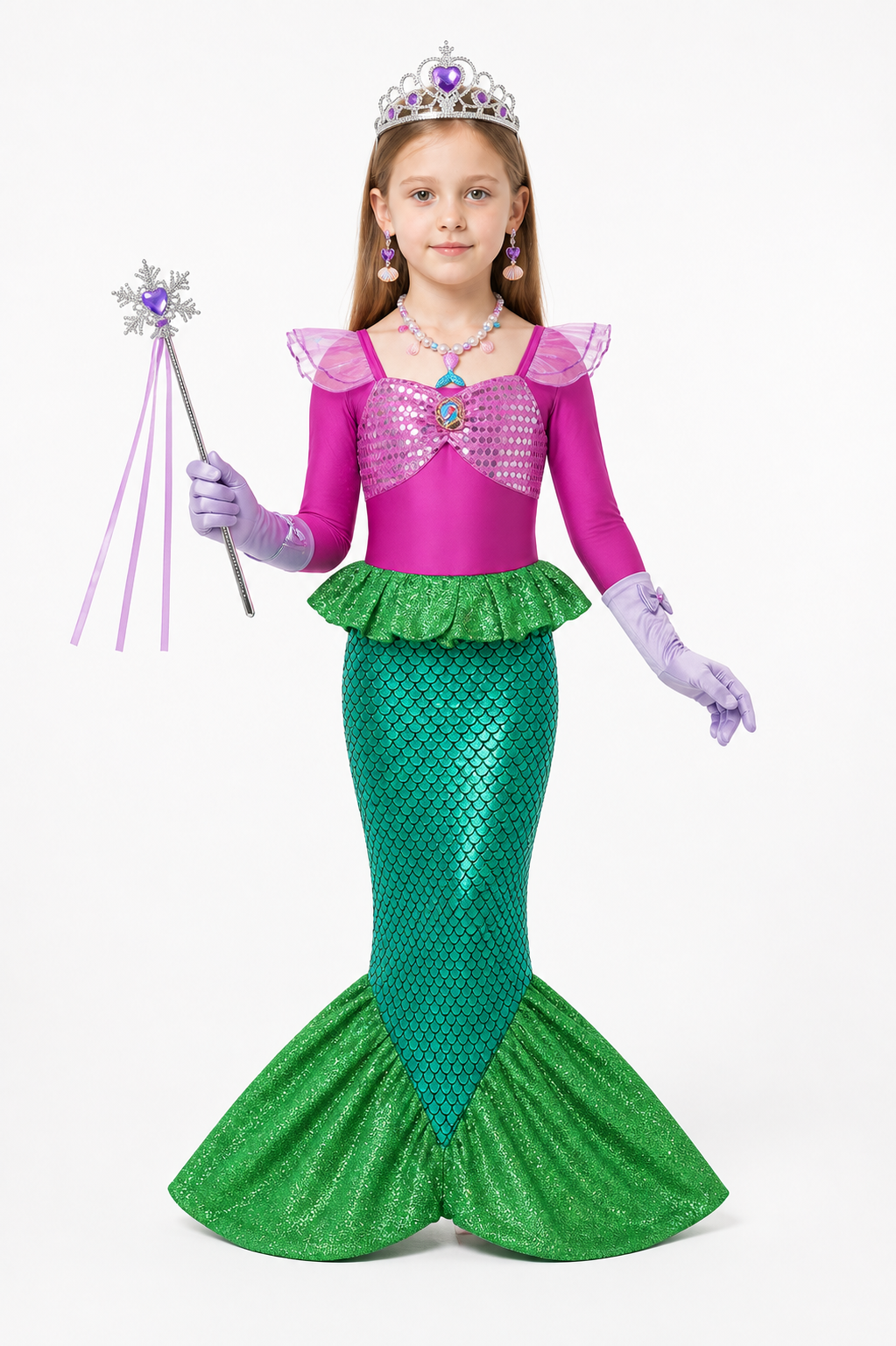 Sequin Mermaid Dress with Accessories for Girls Costume Dresses detail 2