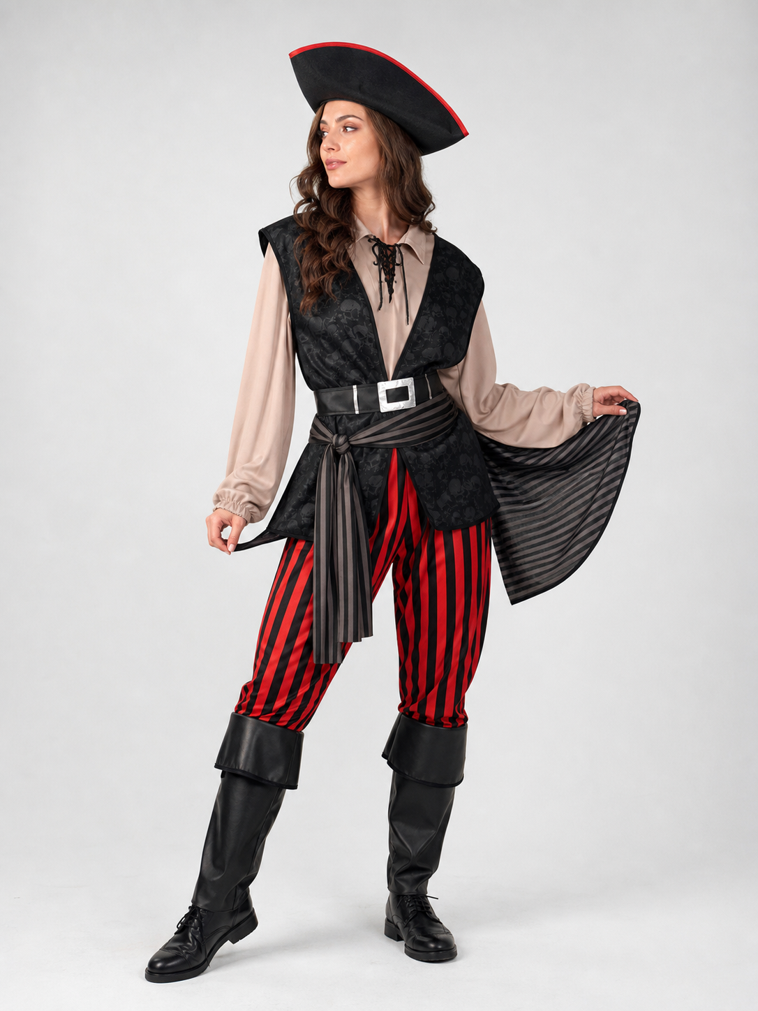 Pirate Costume with Vest, Hat, and Belt