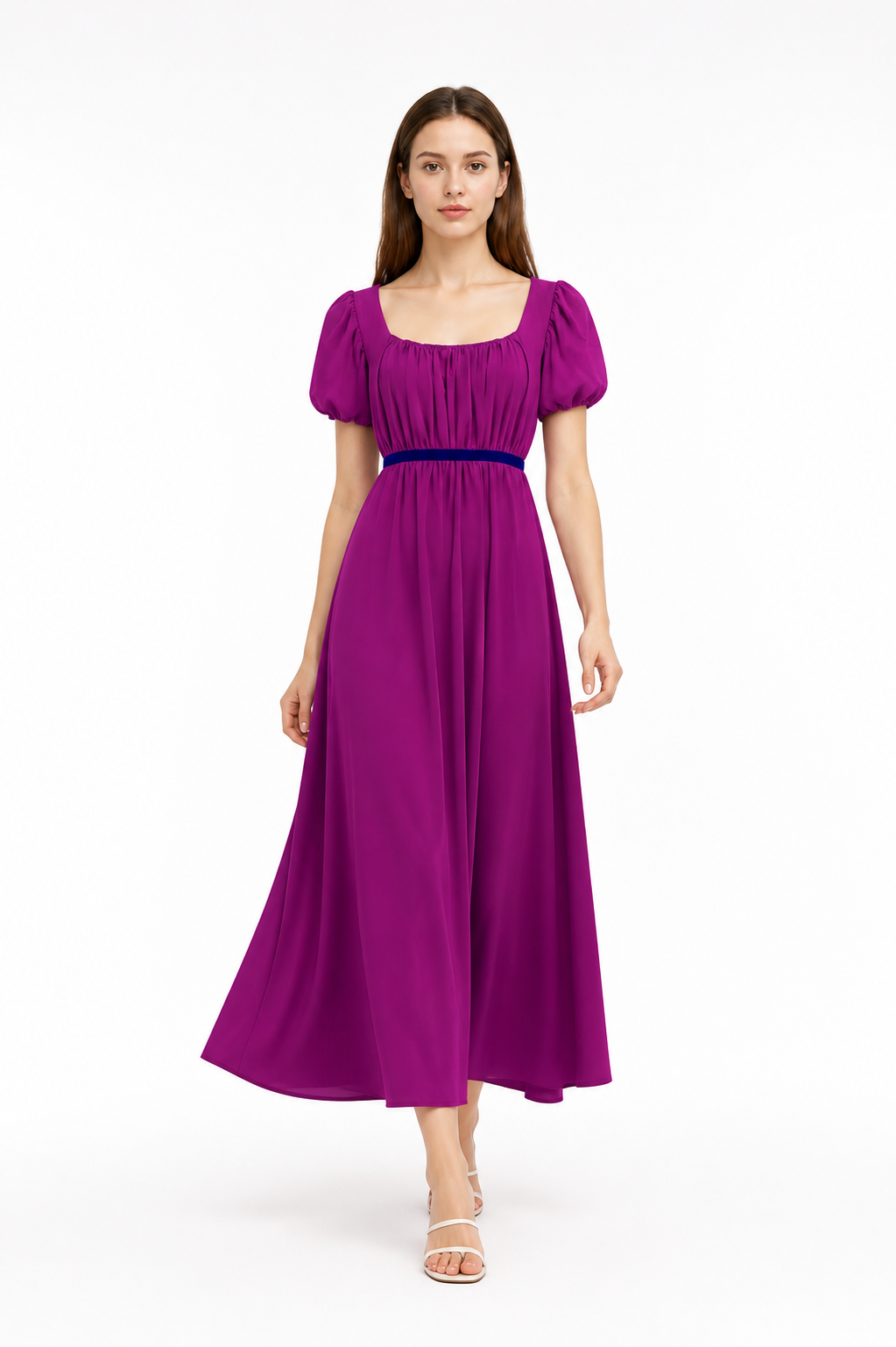 Long Fitted Dress with Puff Sleeves Costume Dresses detail